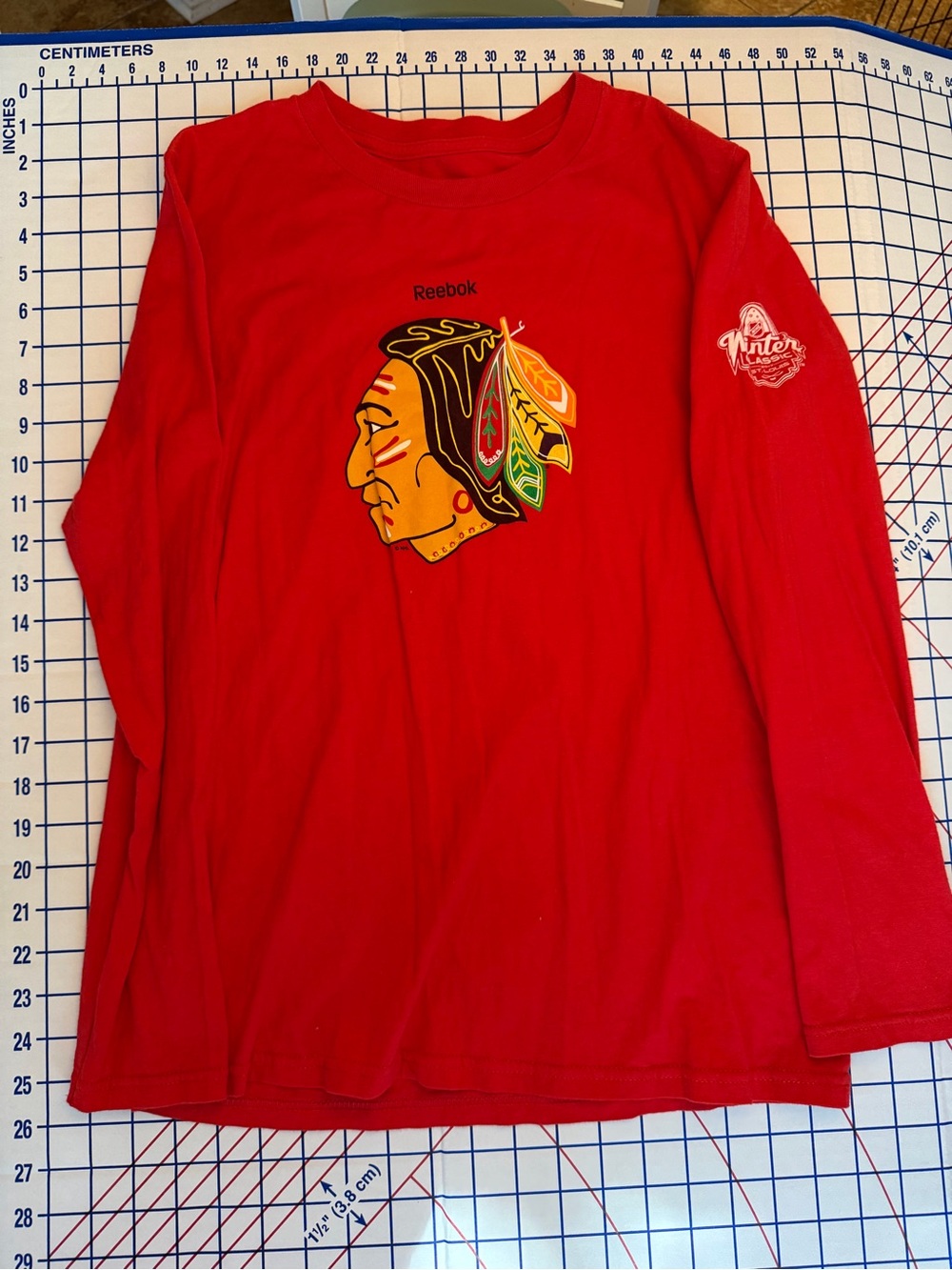 Reebok Red Winter Classic Chicago Blackhawks Graphic Long Sleeve